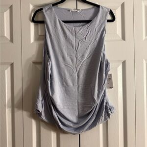 Good American Soft Blue Gathered Tank Top